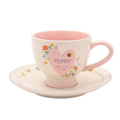 Love Life Teacup and Saucer Set - Ceramic - Blush Pink - Image 5