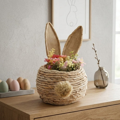 Garden Greatness Woven Faux Flowers Bunny Ears Basket from B&Q