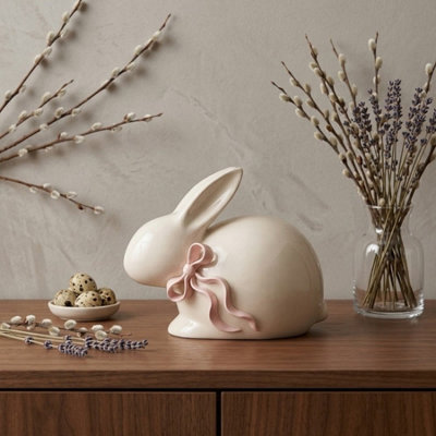 Garden Greatness Bunny Pink Bow Easter Ornament from B&Q