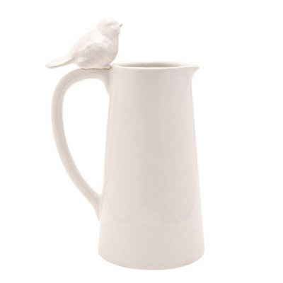 Hestia Unisex White Tall Floral Bird Jug | Size: 700Ml - Image 5