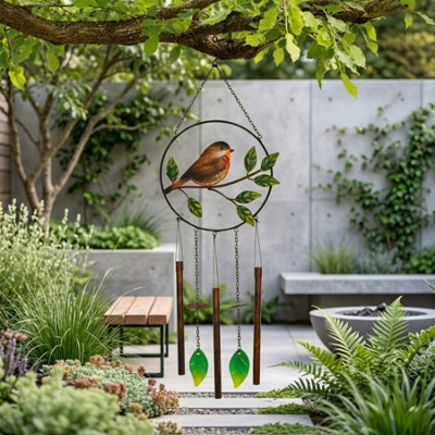 Country Living Green/Brown Windchime - Robin - Image 3