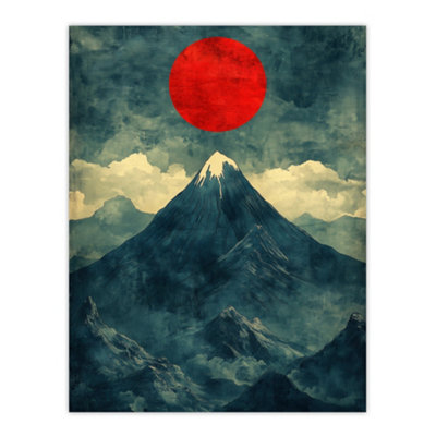 Artery8 Unframed Wall Art Japan Alps Red Sun Mountain Range Landscape12X16 Inch from B&Q