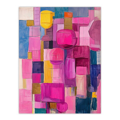 Artery8 Unframed Wall Art Wine Lover Drinks Pink Abstract Cubist Still Life12X16 Inch from B&Q