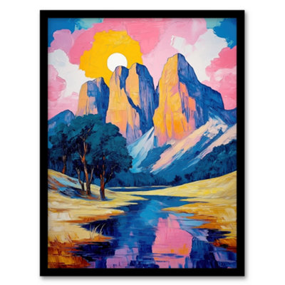 Artery8 Colorado Mountain Peaks Colourful Landscape Wall Art PrintA4 Size from B&Q