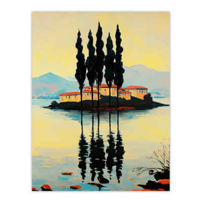 Artery8 Unframed Wall Art Visovac Island Croatia Serene Coastal Landscape12X16 Inch from B&Q