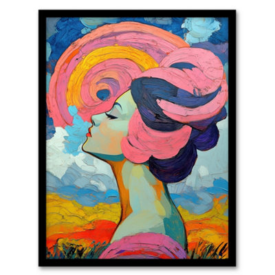 Artery8 Woman Portrait Sunset Summer Bliss Conceptual Art Wall Art PrintA4 Size from B&Q
