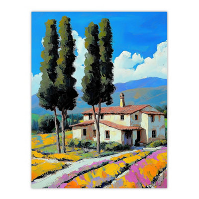 Artery8 Unframed Wall Art Spanish Countryside House Summer Landscape Travel12X16 Inch from B&Q
