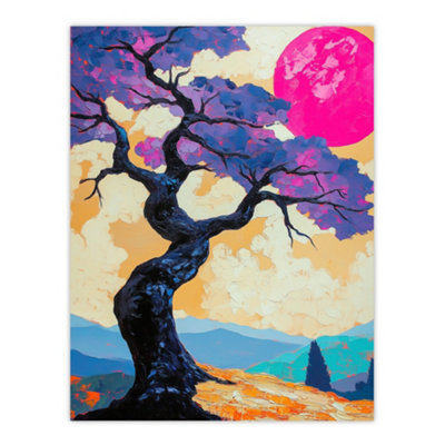 Artery8 Unframed Wall Art Jacaranda Purple Flower Tree Sunset Landscape12X16 Inch from B&Q