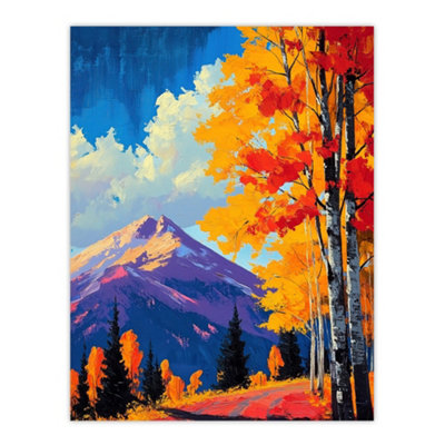Artery8 Unframed Wall Art Denali Autumn Forest Alaska Mountain Landscape12X16 Inch from B&Q