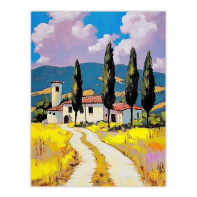 Artery8 Unframed Wall Art Italian Countryside Villa Cypress Trees Landscape12X16 Inch from B&Q