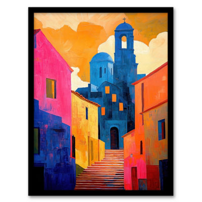 Artery8 Italian Church Cityscape Colourful Abstract Wall Art PrintA4 Size from B&Q
