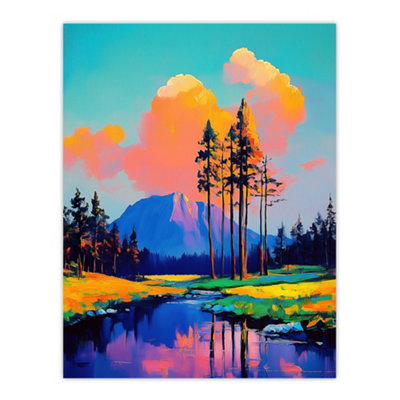 Artery8 Unframed Wall Art El Capitan Merced River Mountain Landscape12X16 Inch from B&Q