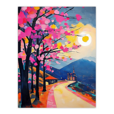 Artery8 Unframed Wall Art Hallstatt Austria Colourful Abstract Painting12X16 Inch from B&Q