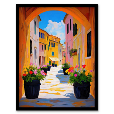 Artery8 Bari Italy Alleyway Vibrant Summer Cityscape Wall Art PrintA4 Size from B&Q