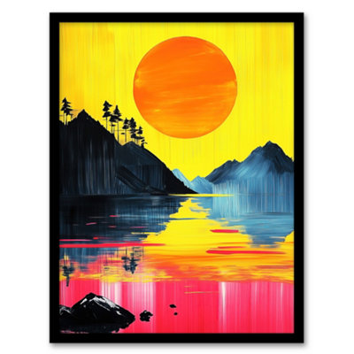 B&Q -  Guilin China Sunset Vibrant Abstract Painting Wall Art PrintA4 Size