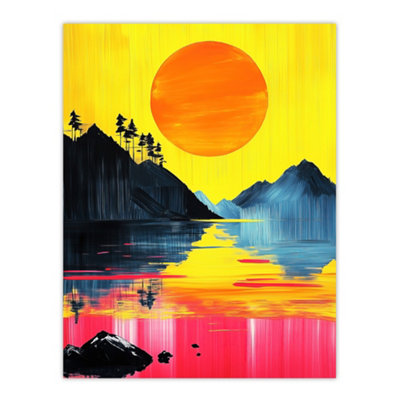 Artery8 Unframed Wall Art Guilin China Sunset Vibrant Abstract Painting12X16 Inch from B&Q