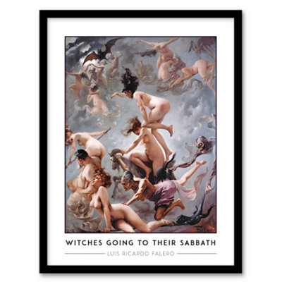 Artery8 Framed Wall Art Luis Ricardo Falero Witches Going To Their Sabbath Print12X16 Inch from B&Q