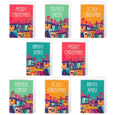 Artery8 Christmas Cards Set Of - A6 - Festive Colourful Presents Size 8