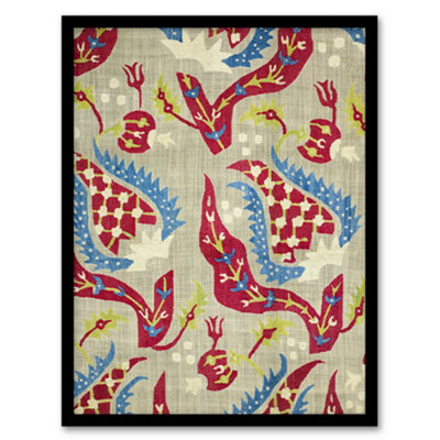 Artery8 Turkish Bed Cover Floral Pattern Morris Vintage Framed Wall Art Print 12X16" from B&Q