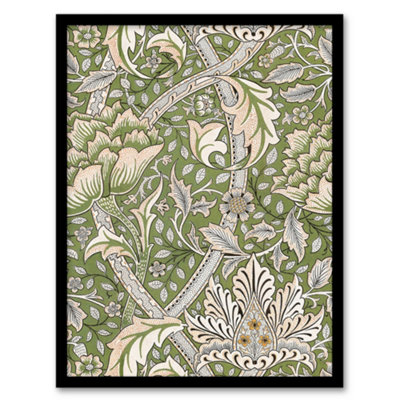 Artery8 Windrush Floral Filigree Pattern Morris Vintage Framed Wall Art Print 12X16" from B&Q