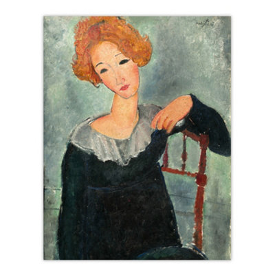 Artery8 Woman With Red Hair Portrait Modigliani Vintage Wall Art Poster Print 12X16" from B&Q