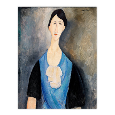 Artery8 Young Woman In Blue Portrait Modigliani Vintage Wall Art Poster Print 12X16" from B&Q
