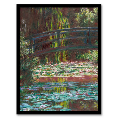 Artery8 Water Lily Pond With Bridge Claude Monet Vintage Framed Wall Art Print 12X16" from B&Q