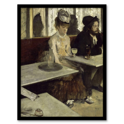 Artery8 In A Cafe Absinthe Drinkers Edgar Degas Vintage Framed Wall Art Print 12X16" from B&Q