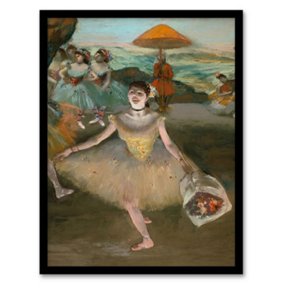 Artery8 Dancer With Bouquet Bowing Edgar Degas Vintage Framed Wall Art Print 12X16" from B&Q