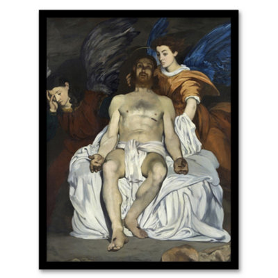 B&Q -  The Dead Jesus With Angels Manet Vintage Framed Wall Art Print 12X16"