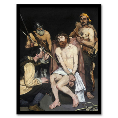 Artery8 Jesus Mocked By The Soldiers Manet Vintage Framed Wall Art Print 12X16" from B&Q