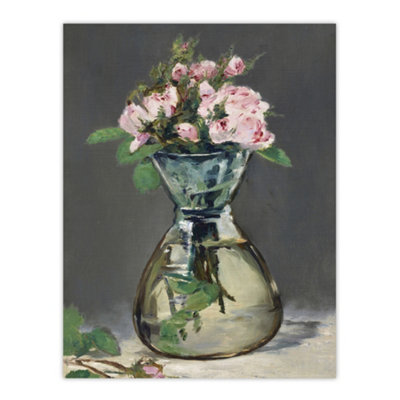 B&Q -  Moss Roses In A Vase Oil Painting Manet Vintage Wall Art Poster Print 12X16"