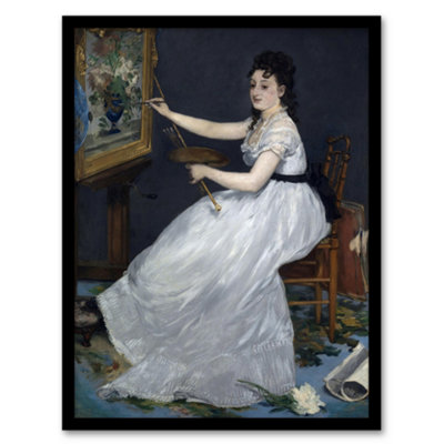 Artery8 Portrait Of Painter Eva Gonzales Manet Vintage Framed Wall Art Print 12X16" from B&Q