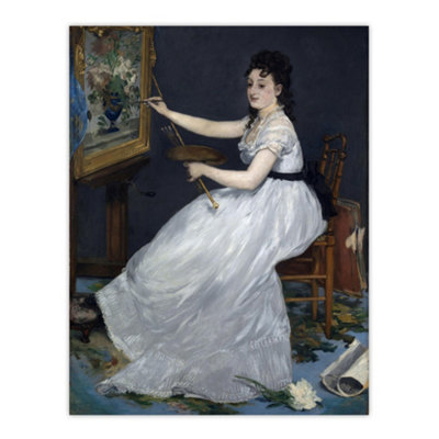 Artery8 Portrait Of Painter Eva Gonzales Manet Vintage Wall Art Poster Print 12X16" from B&Q