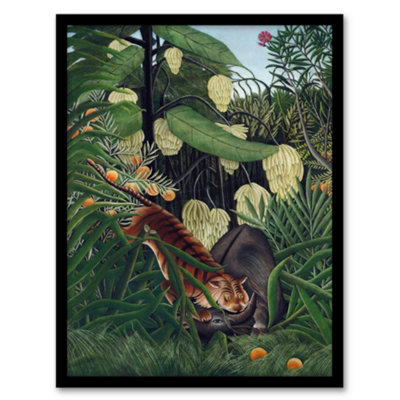Artery8 Fight Between A Tiger And A Buffalo Rousseau Framed Wall Art Print 12X16" from B&Q