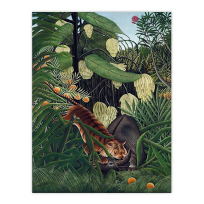 Artery8 Fight Between A Tiger And A Buffalo Rousseau Wall Art Poster Print 12X16" from B&Q
