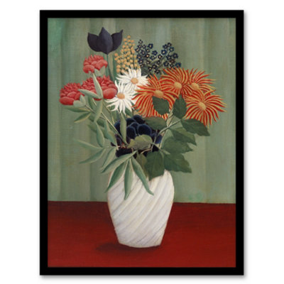 Artery8 Flower Bouquet China Asters Rousseau Vintage Framed Wall Art Print 12X16" from B&Q