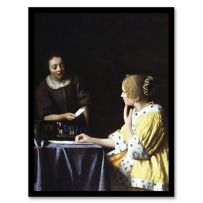 B&Q -  Mistress And Maid Portrait Vermeer Vintage Framed Wall Art Print 12X16"