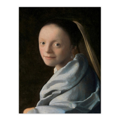 Artery8 Study Of A Young Woman Vermeer Vintage Wall Art Poster Print 12X16" from B&Q