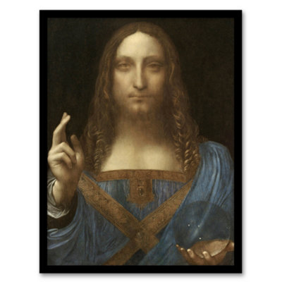 Artery8 Salvator Mundi World Savior Da Vinci Vintage Framed Wall Art Print 12X16" from B&Q
