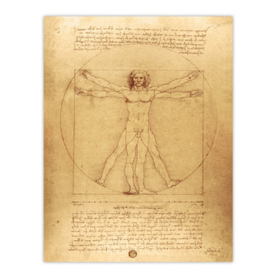 Artery8 Vitruvian Man Drawing Da Vinci Vintage Wall Art Poster Print 12X16" from B&Q