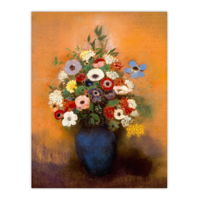 Artery8 Anemones And Lilacs In Blue Vase Redon Vintage Wall Art Poster Print 12X16" from B&Q