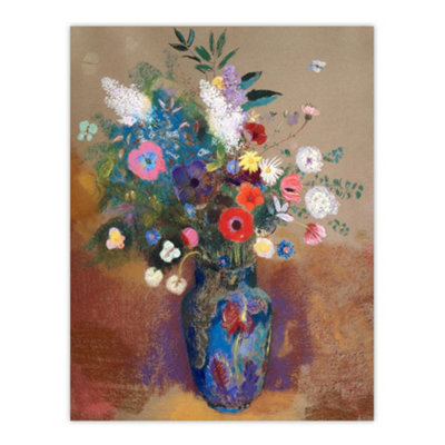 Artery8 Bouquet Of Flowers In A Vase Redon Vintage Wall Art Poster Print 12X16" from B&Q