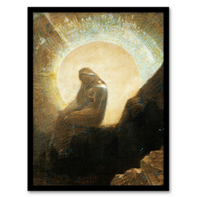 B&Q -  Melancholy Portrait Of A Woman Redon Vintage Framed Wall Art Print 12X16"