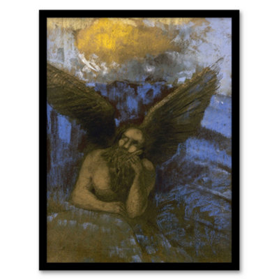 Artery8 Old Angel Winged Sphinx Painting Redon Vintage Framed Wall Art Print 12X16" from B&Q