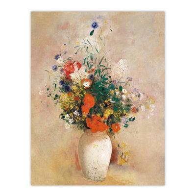 Artery8 Vase Of Flowers In Pink Background Redon Vintage Wall Art Poster Print 12X16" from B&Q