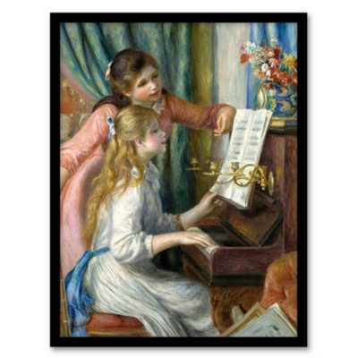 Artery8 Two Young Girls At The Piano Renoir Vintage Framed Wall Art Print 12X16" from B&Q