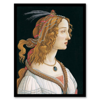 Artery8 Idealized Portrait Of A Lady Botticelli Vintage Framed Wall Art Print 12X16" from B&Q
