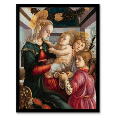 Artery8 Madonna And Child With Angels Botticelli Vintage Framed Wall Art Print 12X16" from B&Q