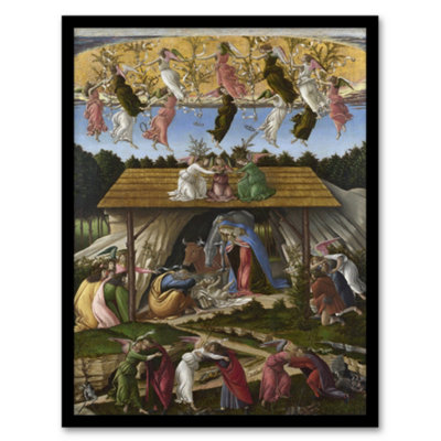 Artery8 Mystic Nativity Painting Botticelli Vintage Framed Wall Art Print 12X16" from B&Q